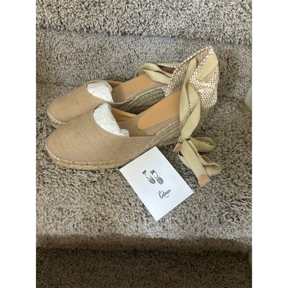 Carina Linen Wedge Espadrille Sandals NIB 7.5 - Picture 2 of 8